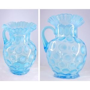 Large Vtg Fenton Coin Dot Pitcher